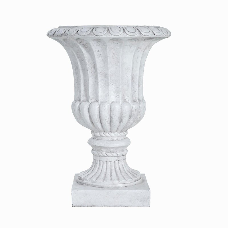 Urne de jardin pour l'extérieur, blanc antique, Blanc antique