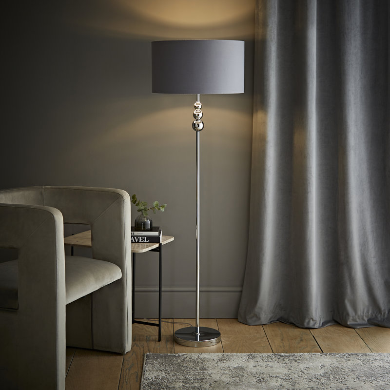 Randalia 145cm Traditional Floor Lamp, Brushed Gold, Grey