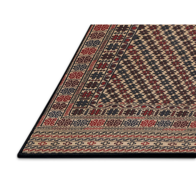 Tapis orange/bleu traditionnel, Rectangle 5 pi x 7 pi
