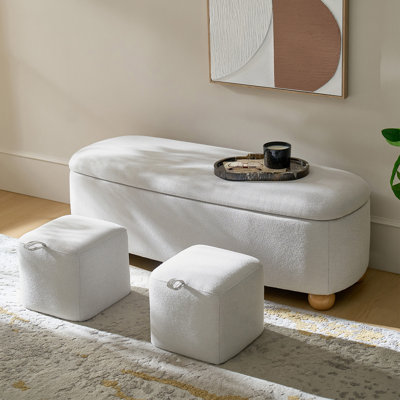 Banc de rangement en polyester Darioush avec pieds en bois massif