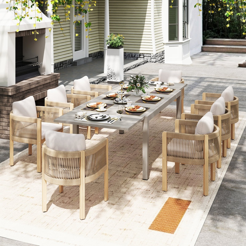 Outdoor Patio 8-person Dining Set, Gray