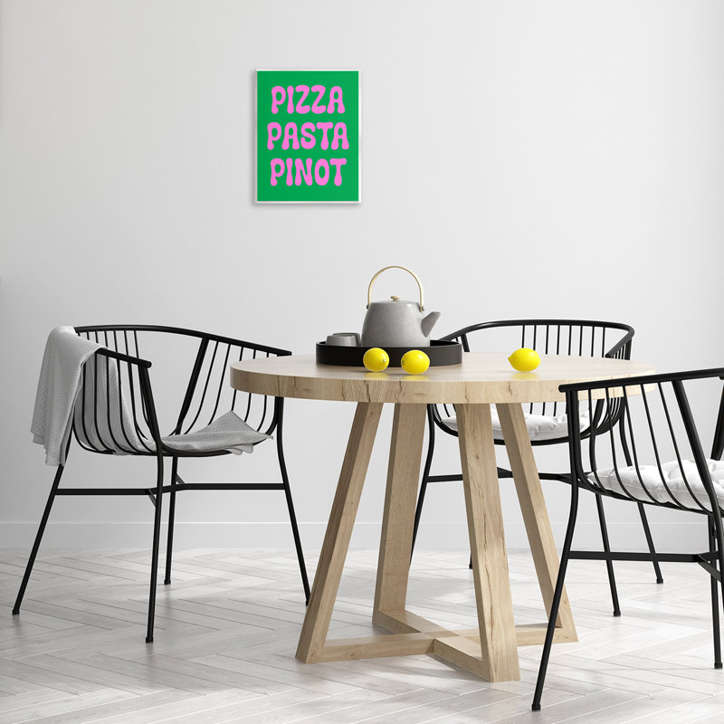 «Pizza Pasta Pinot», art mural sur bois par House of Lulu
