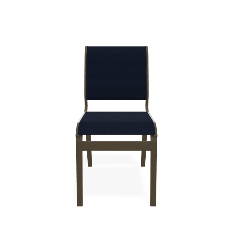 Chaise d'appoint de salle à manger Hiraku, Bleu marine 13D Sunbrella®, Bois de plage texturé