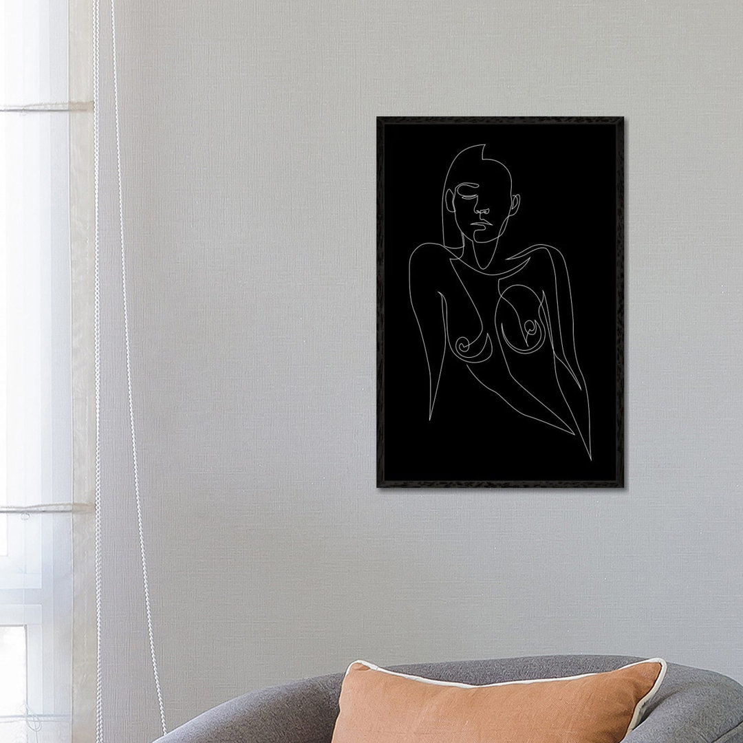 Nude Black - One Line von Addillum - Galerie-verpackte Leinwand Giclée auf Leinwand