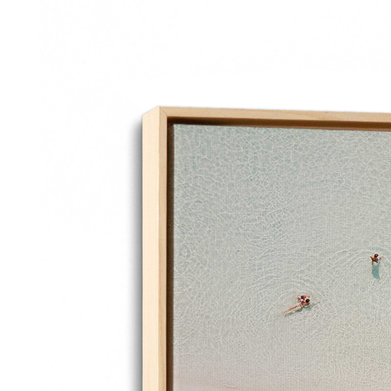 Beach Umbrella Dance Canvas Print, 12.75" H x 18.75" W x 1.75" D, American Maple Floater Framed
