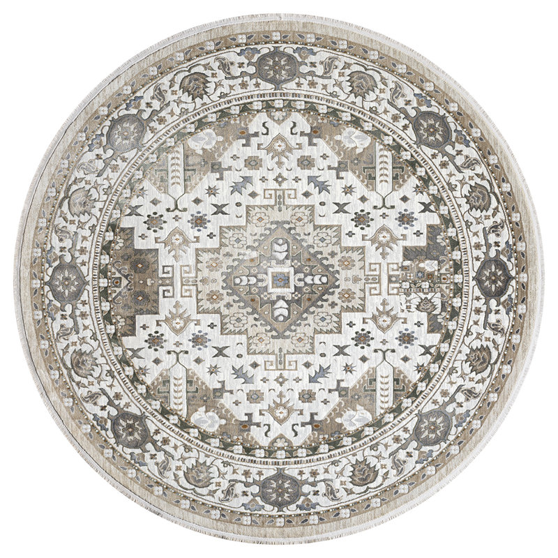 Tapis crème United Weavers Carllene Magi, Rond 7 pi 11 po 