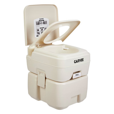 Toilette portative de camping 5,3 gallons - réservoir amovible, sac de transport, entretien facile - pour l'extérieur, véhicule récréatif, bateau, camion - couleur: beige, capacité: 5,3 gallons