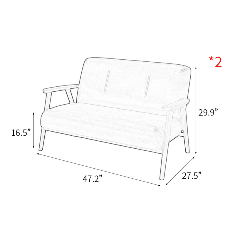 Miccah 47.2'' Faux Leather Loveseat, Off-White Faux Leather