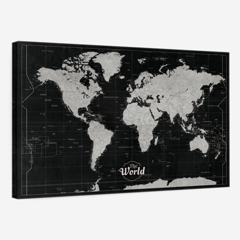 Push Pin World Alvertia - foncé, H 16 po x l 24 po