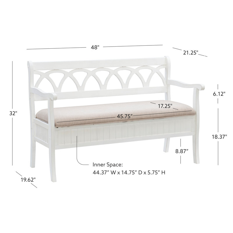 Filton Polyester Upholstered Storage Bench, Off White