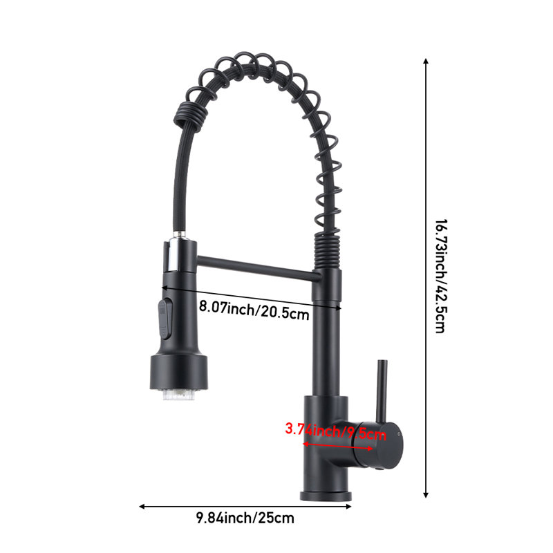 Belfry Kitchen Pull Out Kitchen Faucet, Black