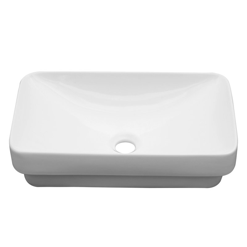 19"x12", White, Ceramic, , Bathroom Sink, Countertop Vessel Design, Acid And Scratch Resistance, Effortless Cleaning, Offices Style, , Standard Drain Size
