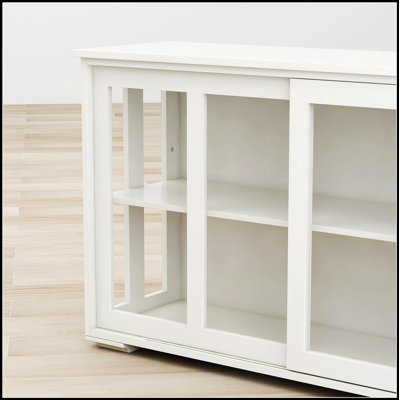 Kitchen Storage Stand Cupboard with Glass Doors and Adjustable Shelves, UV-Painted Finish for Modern and Functional Design