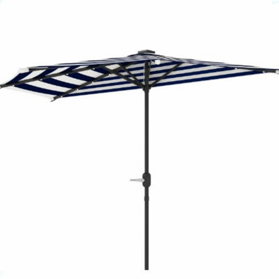 UPF 30+ Small Balcony Umbrella,Half Umbrella Outdoor Patio Umbrella,Vented Half Patio Umbrella With Crank Ribs, Porch Umbrella