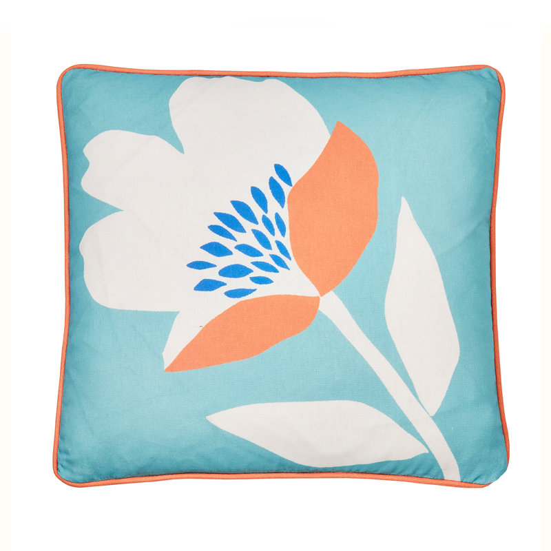 Luna Floral Square Cushion, Duck Egg