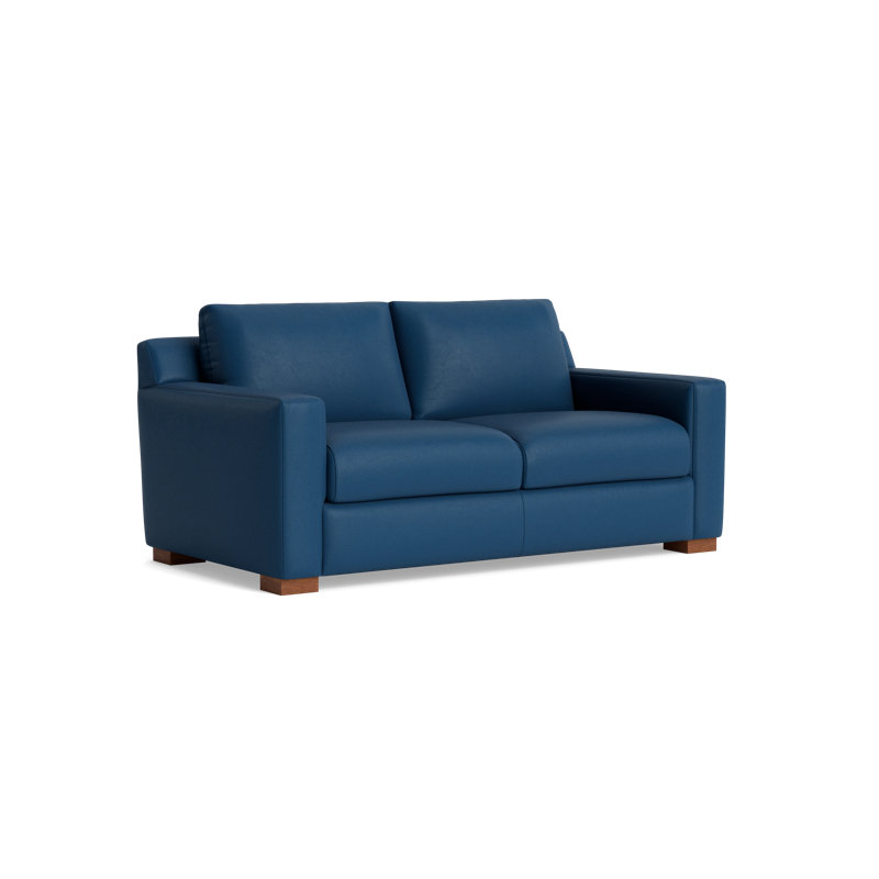 Catalina Leather Loveseat, Leather - Deep Blue