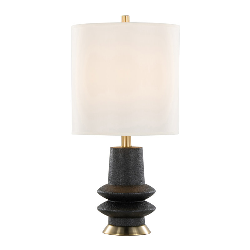 Lloyd 26" Contemporary Table Lamp, Modern White Linen Shade from Grandview Gallery by LumiSource - Set of 2, Black