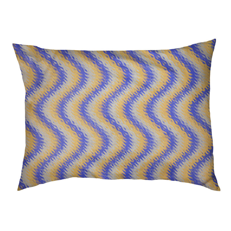Coussin de lit à rayures ondulées pour chat Campion, l 42,5 po x L 32,5 po, Bleu / Jaune