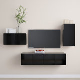 vidaXL TV Stand Set Wall Mounted Entertainment Center 4 Piece Engineered Wood