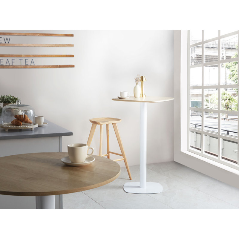 Bar Table Banerjee 60 cm 60 cm, White, Light Brown
