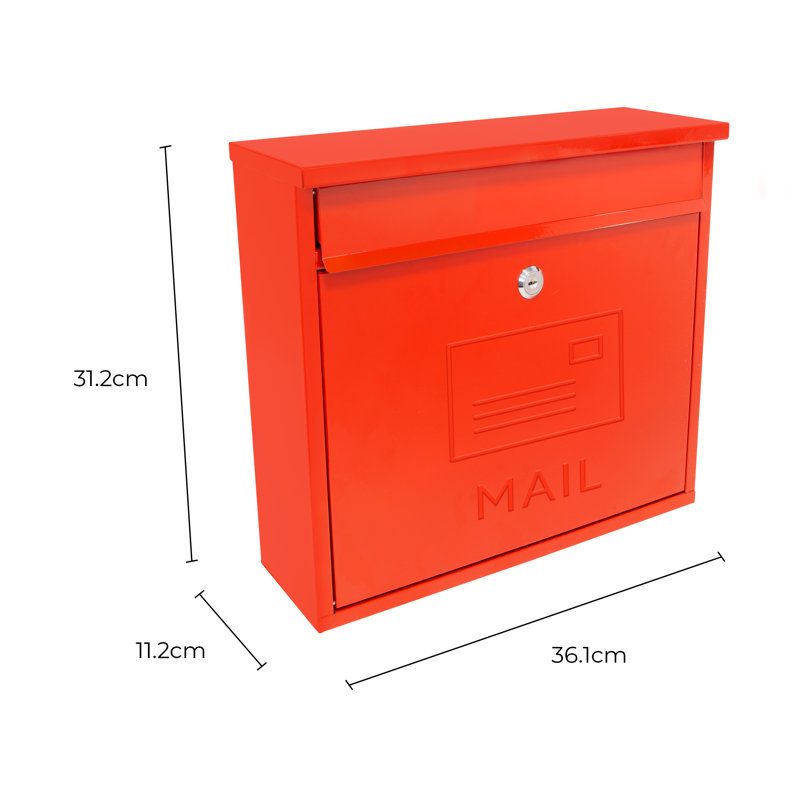 Steel Wall Mounted Letter Box, Red