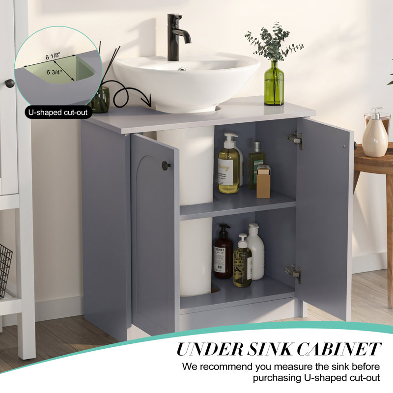 60cm Single Bathroom Vanity Base Modern Free-Standing, Grey