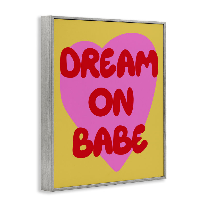 «Dream On Babe» sur giclée jaune encadrée, design par House of Lulu, H 14 po x l 11 po, Estampe numérique Farmhouse