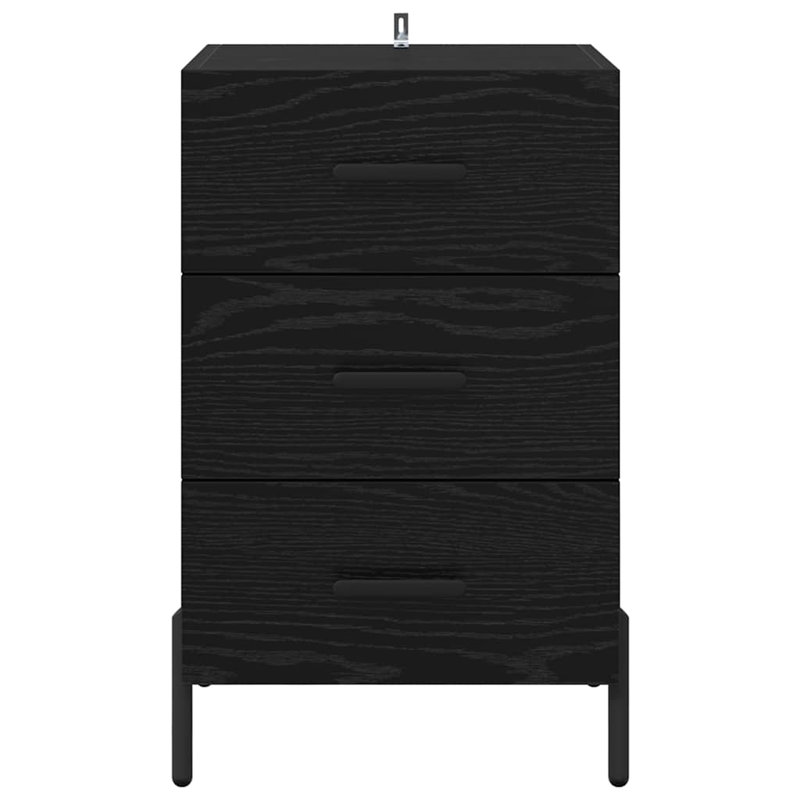 40cm W Manufactured Wood Bedside Table, Black Oak