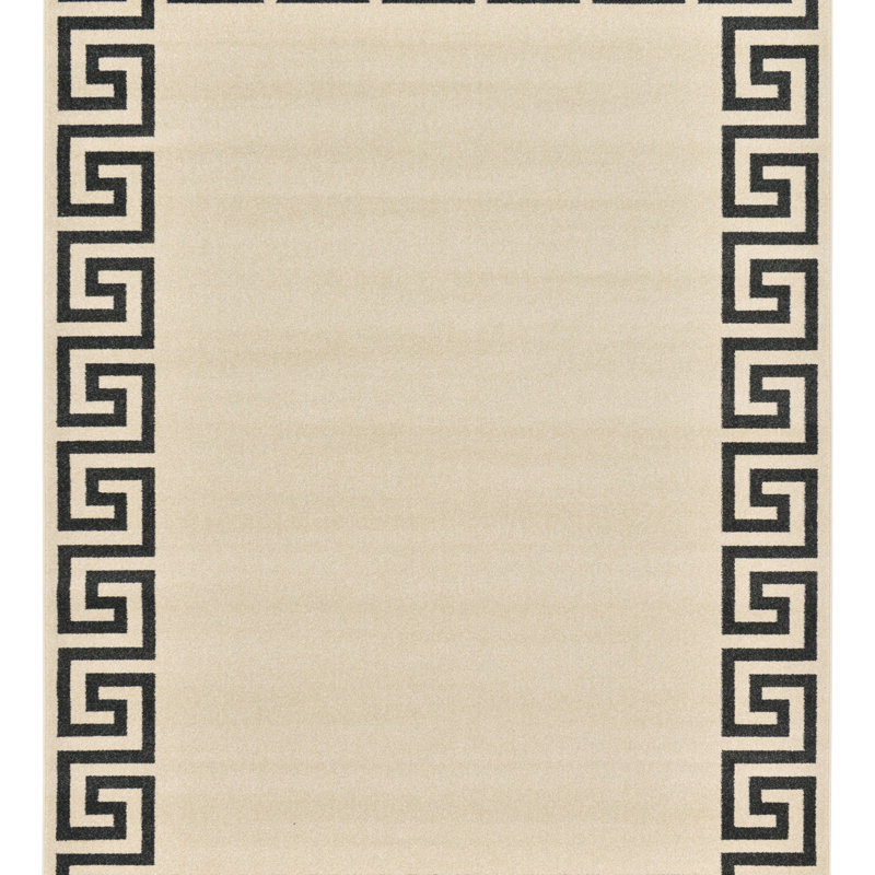 Tapis beige / noir Barreto, Rectangle 7 pi x 10 pi
