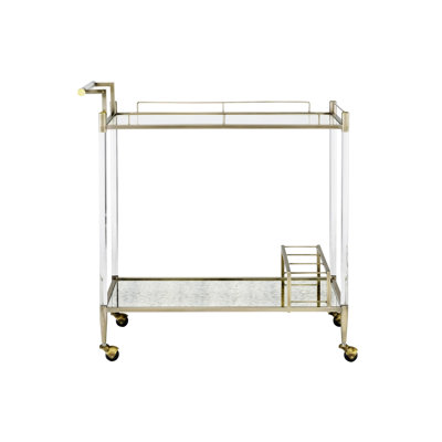 Cirro Antique Mirror & Wire Brass Finish Serving Cart by Mercer41