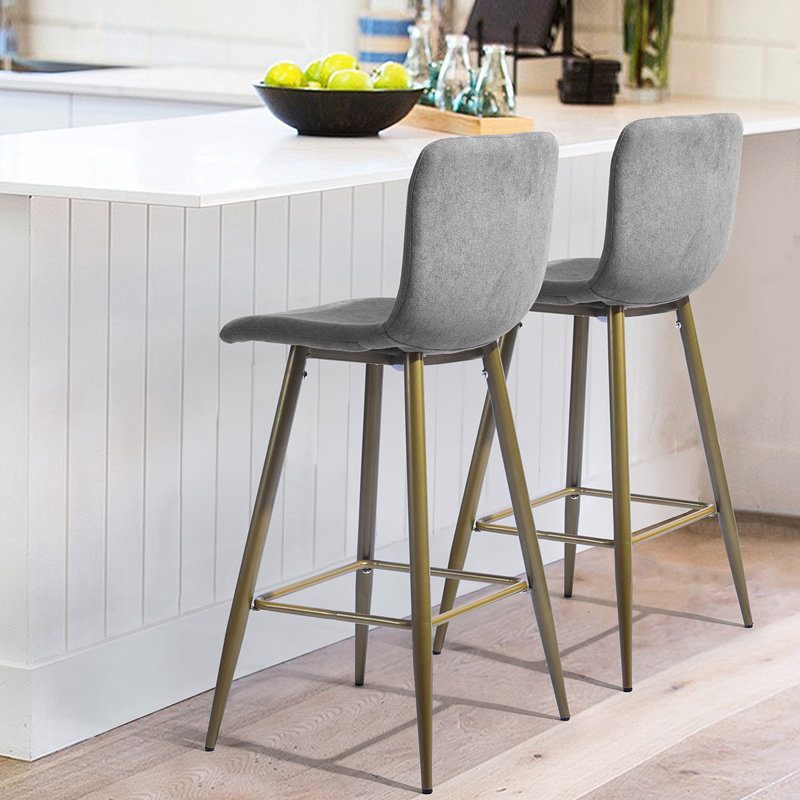 Fuhrman Upholstered Counter Stool with Metal Frame, Dark Grey