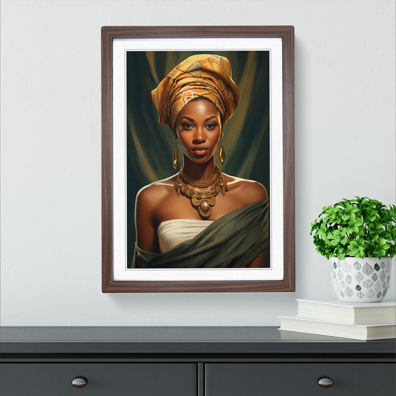 African Woman Classicism - Framed Print, Walnut Framed, 64cm H x 46cm W x 2cm D