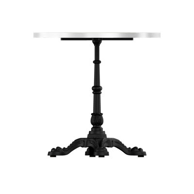 Table carrée en marbre fritté d'aspect marbre, base en fonte robuste, 31,5 po de diamètre pour bistro, café, bar et maison