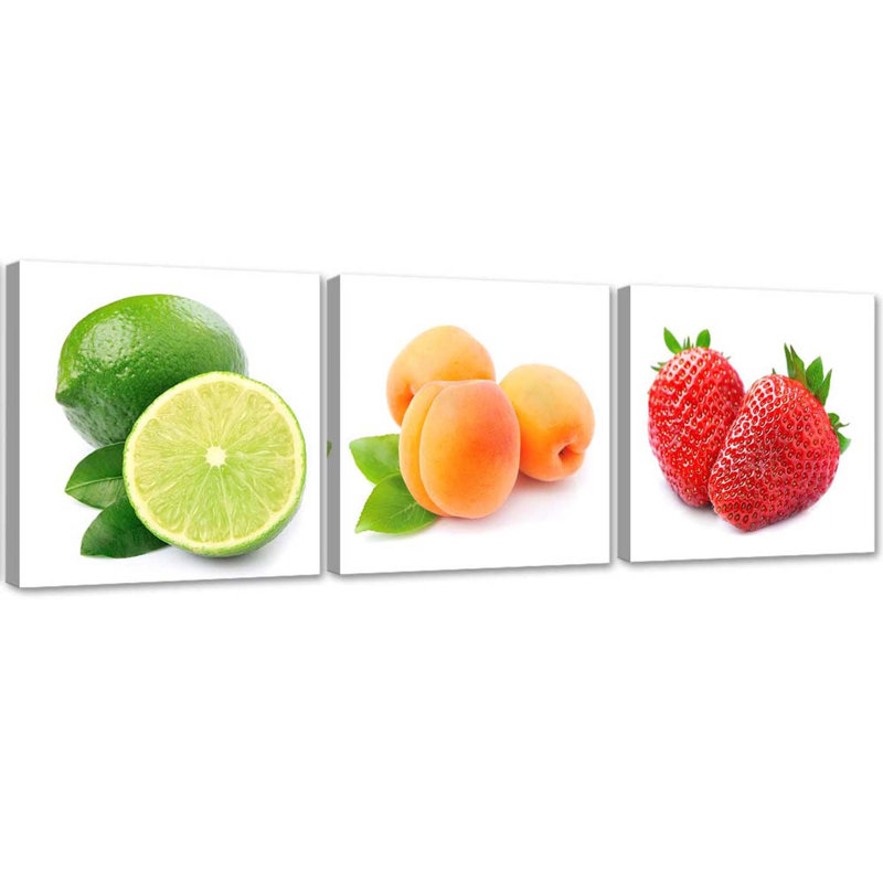 Juicy Fruits - 3 Piece Wrapped Canvas Print Set, 40cm H x 120cm W