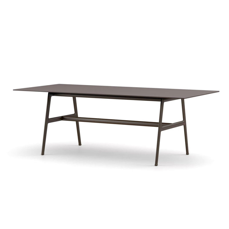Seax Outdoor Teak Dining Table, Gray, Black Pepper