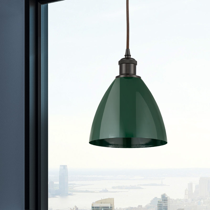 Luminaire suspendu conique 1 lumière, Vert, Bronze huilé
