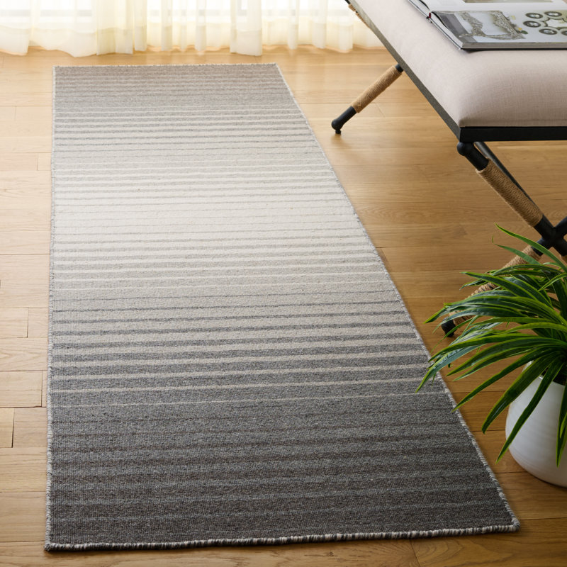 Striped Kilim 901 Hand Loomed 80% Wool; 20% Cotton Ombre Rug, Runner 2'3" x 8'