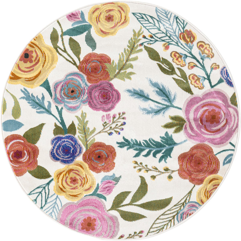 Floral Indoor Rug, Round 3'3"