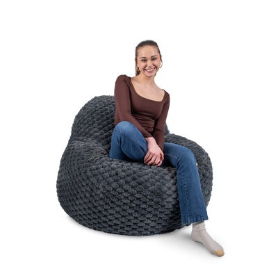 Big Joe Chilloway Foam Filled Structured Bean Bag Chair Lounger, Vanilla Latte Honeycomb by Big Joe