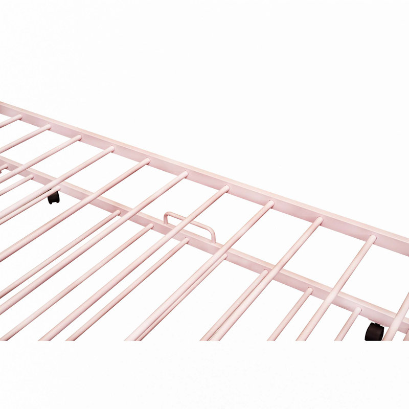 Lit en métal avec lit gigogne, Rose