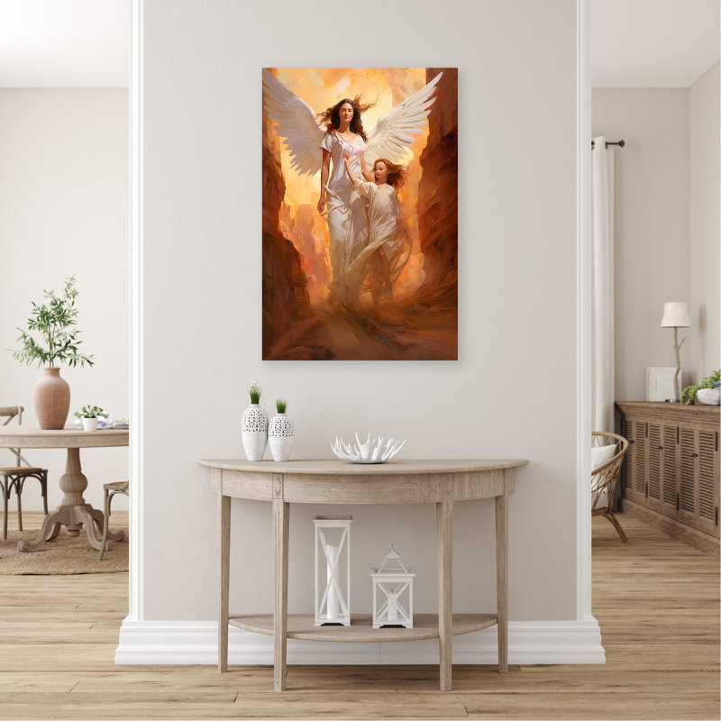 «Angel Mother And Daughter», reproduction d'art rectangulaire sur toile tendue 1 pièce, H 36 po x l 24 po x P 1,25 po