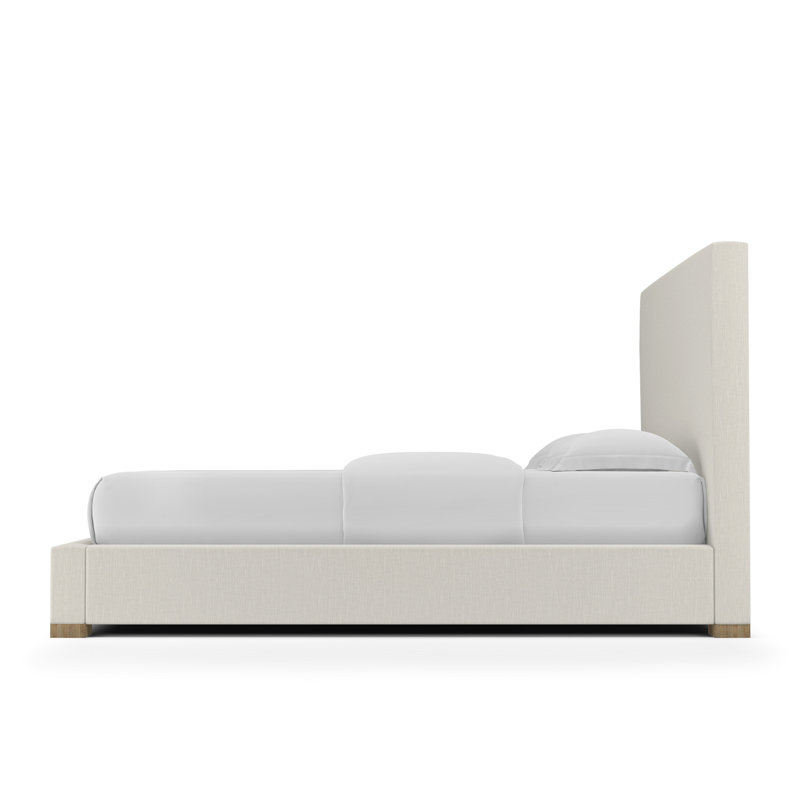 Sloan Upholstered Bed, Twin, Box Weave Linen Alabaster, Weathered