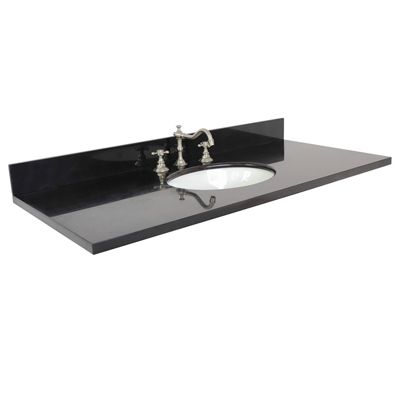 49'' Black Galaxy Granite Vanity Top with White Ceramic Oval Sink