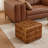 Genuine Leather Square Cube Ottoman Foot Stool-489668794