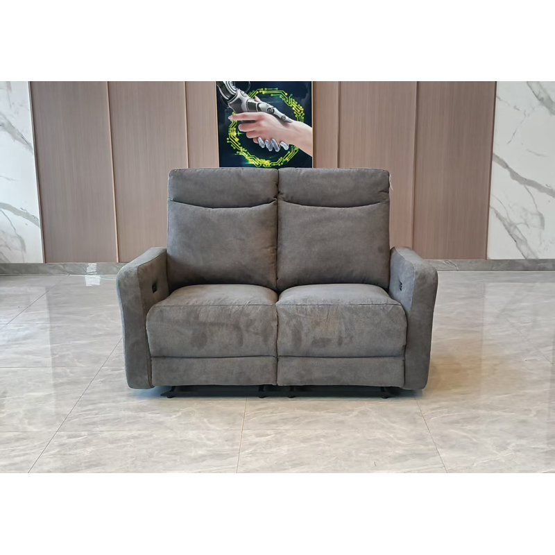 Cotton Blend Electric Reclining Sofa, 2, Dark Grey