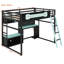 Lit mezzanine double en bois avec bureau-741022176