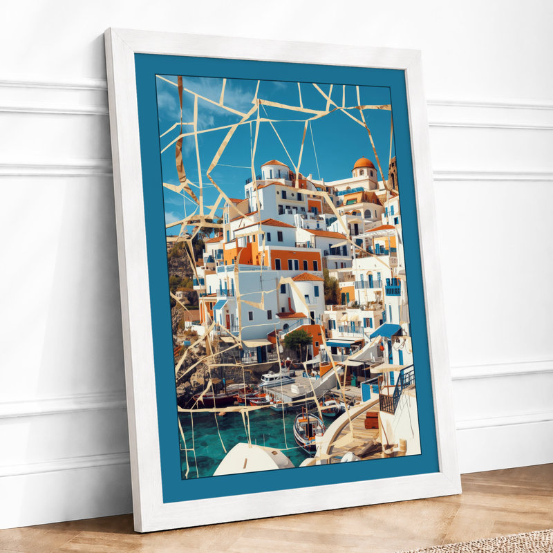 Greek Island Village Modern - Print, A3 - 42.0 x 29.7 cm, White