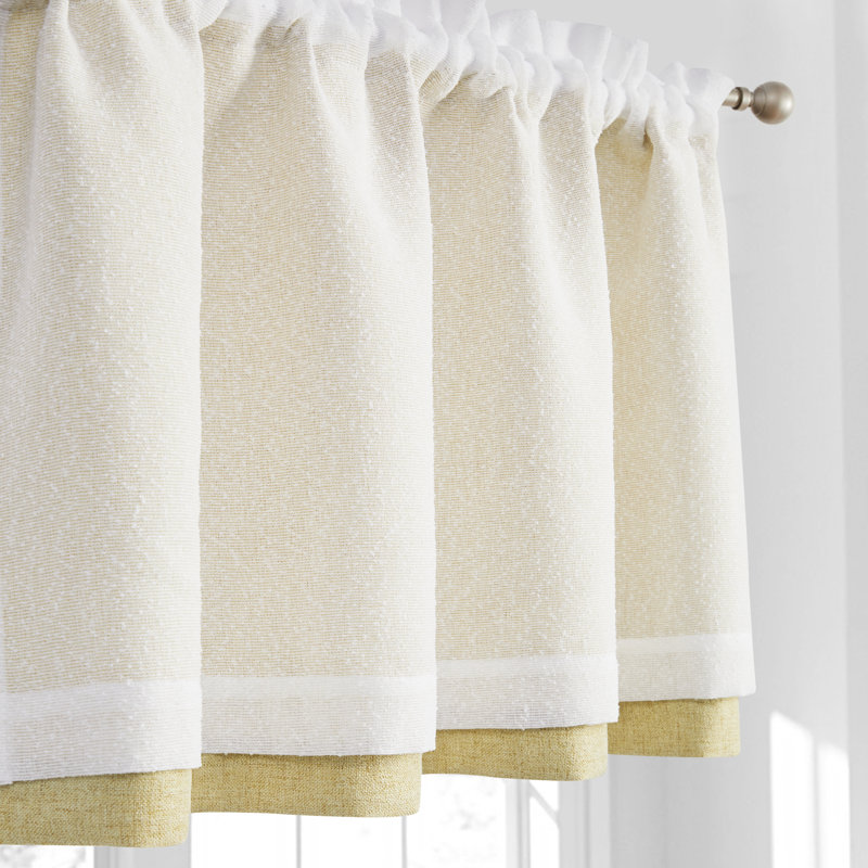 Double Layer Valance, Rustic Overlay Rod Pocket Window Valance, 42" W x 19" L, Yellow