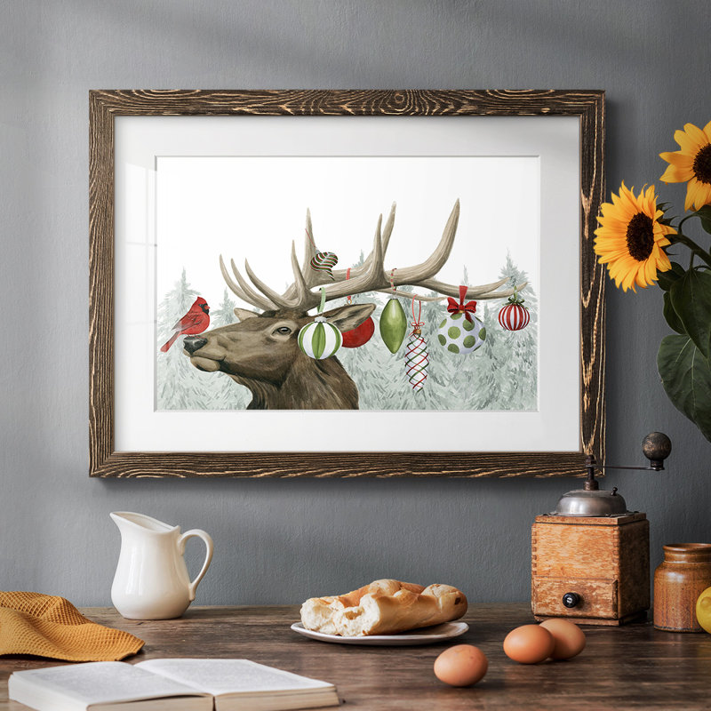 Collection Festive Forest A - reproduction encadrée rustique avec tableau mat, Noyer, H 26 po x l 38 po x P 1,5 po