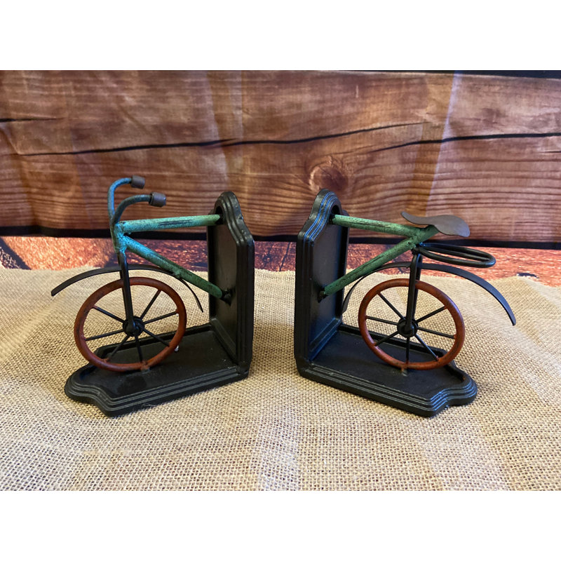 Ensemble de 2 serre-livres bicyclette rétro en métal multicolores
